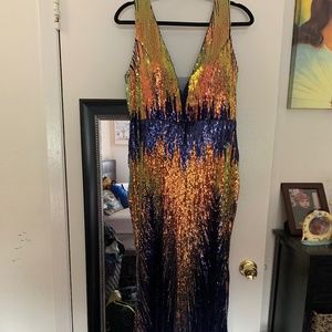 XL Gold/Silver Iridescent Formal Gown